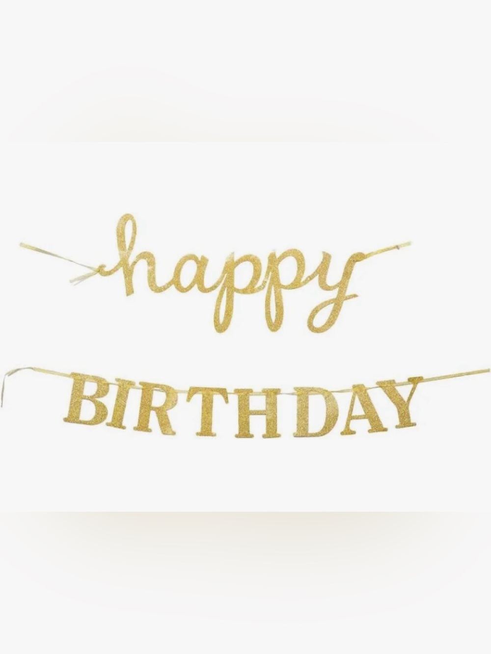 Gold Glitter 'Happy Birthday' Banner